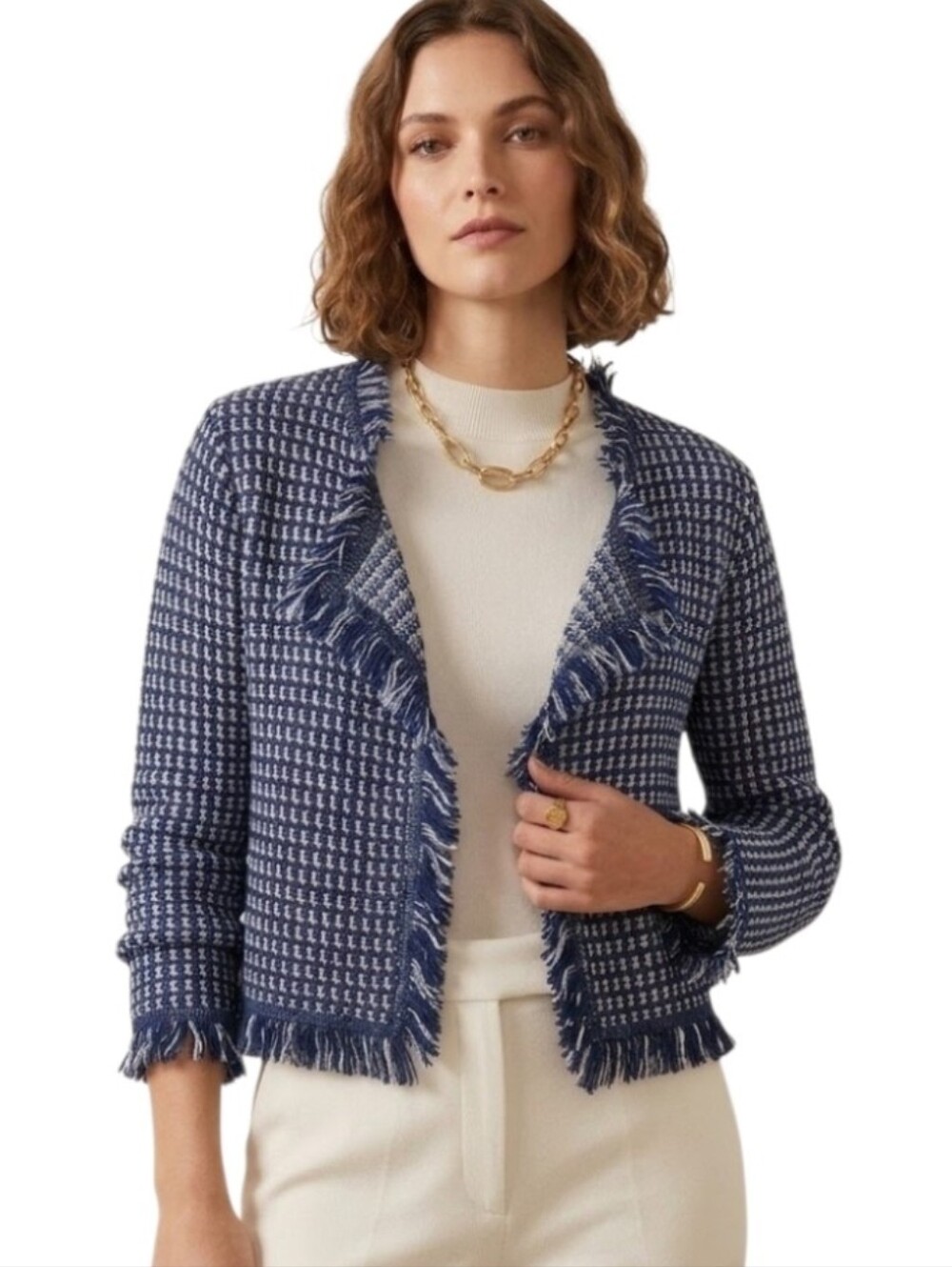 Kasper Bolero Frayed Detail Cardigan Top
